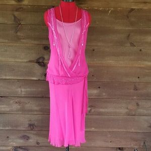 Flapper-style bright pink dress